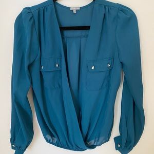 Blue/Green blouse. Size XS